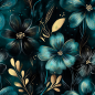 Preview: Cute Boho-Unicorns Magical petrol Flowers